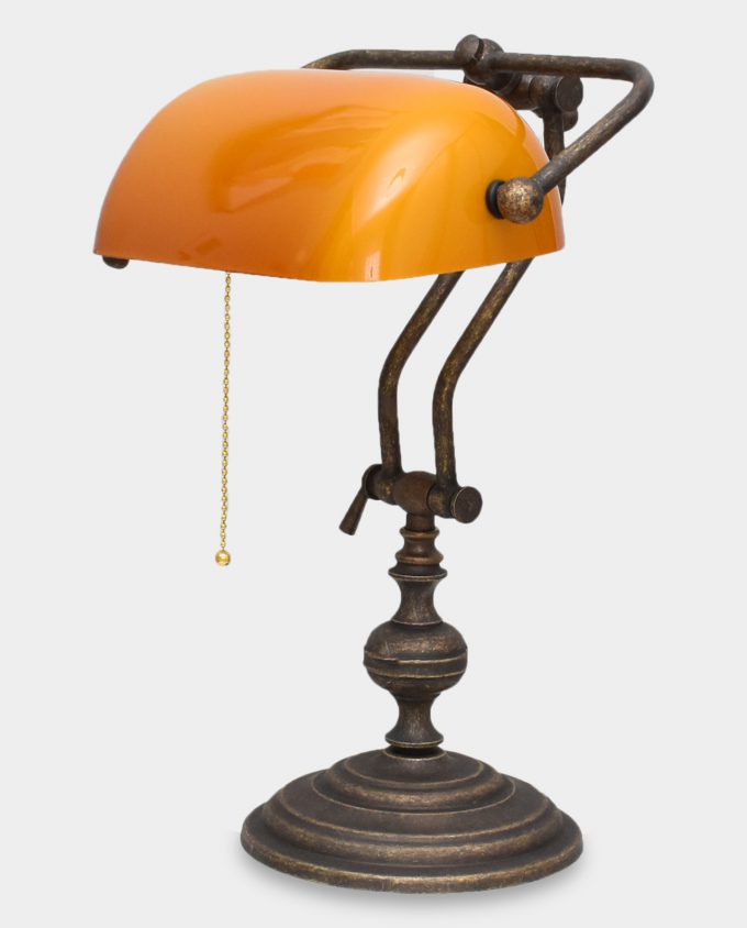 Banker Lamp in Art Deco Style Cognac
