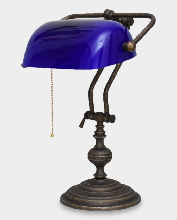 Banker Lamp in Art Deco Style Ultramarine