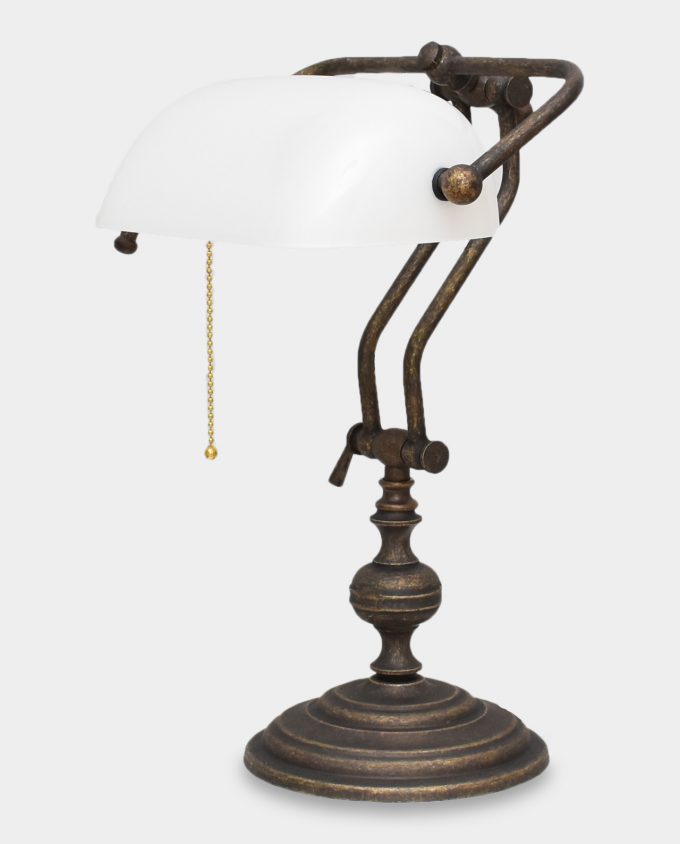 Banker Lamp in Art Deco Style White