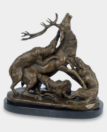 Deer Hunting Bronze Sculpture