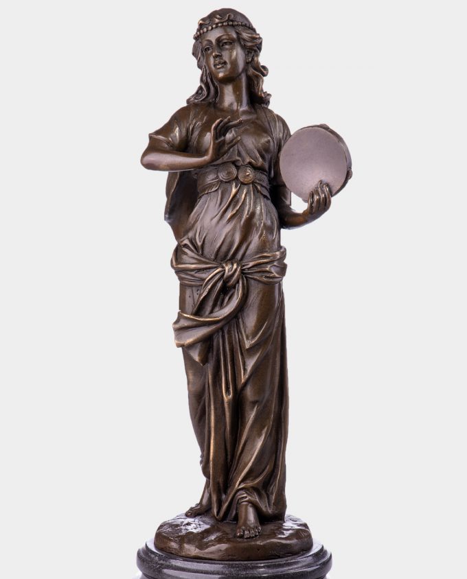 Woman with Tambourine Bronze Sculpture