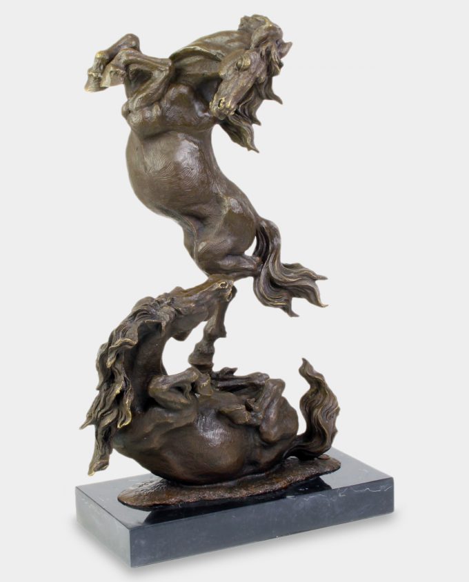 Wild Horses Fighting Bronze Sculptures