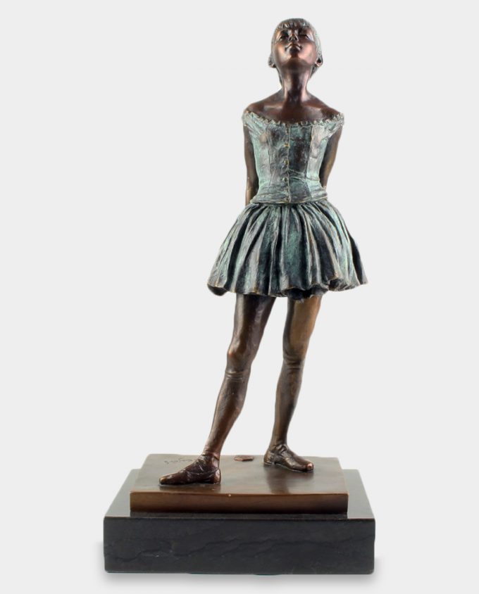 14 Year Old Ballerina Patinated Bronze Sculpture