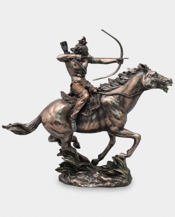 Mohican with Bow on Horse Sculpture