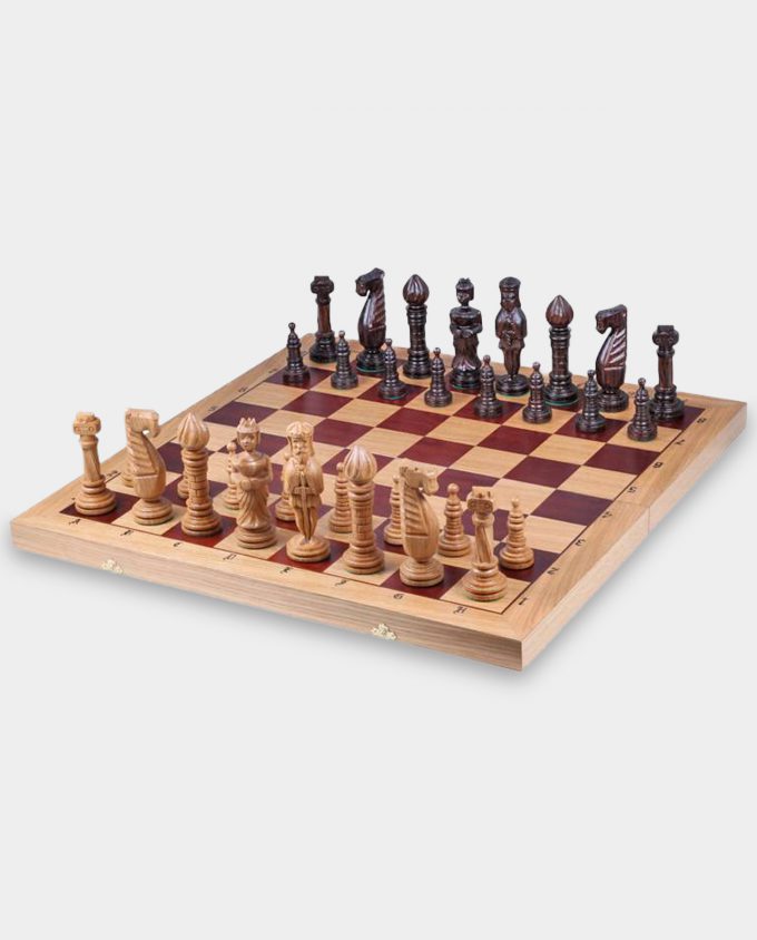 Carved Oak Chess Marquetry