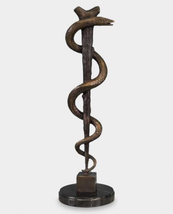 Rod of Asclepius Medicine Symbol Bronze Sculpture