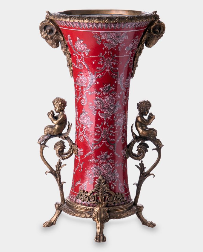 Porcelain Vase Little Fauns Red