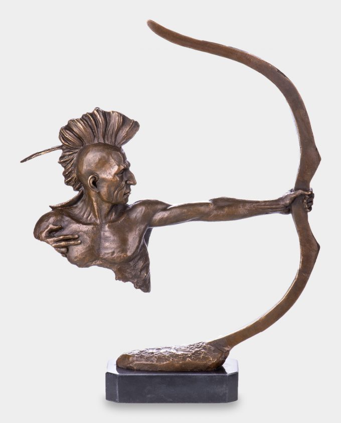 Indian with Bow Medium Bronze Sculpture