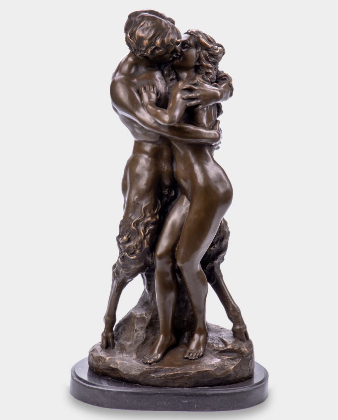Nymph and Faun acc. Dalou Bronze Sculpture