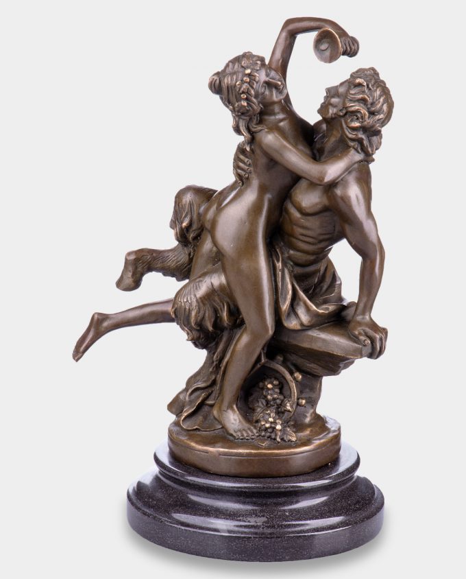 Nymph and Satyr Bronze Sculpture