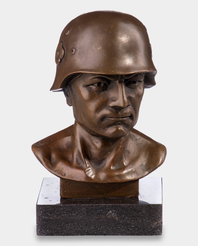 Soldier in Helmet Bronze Sculpture