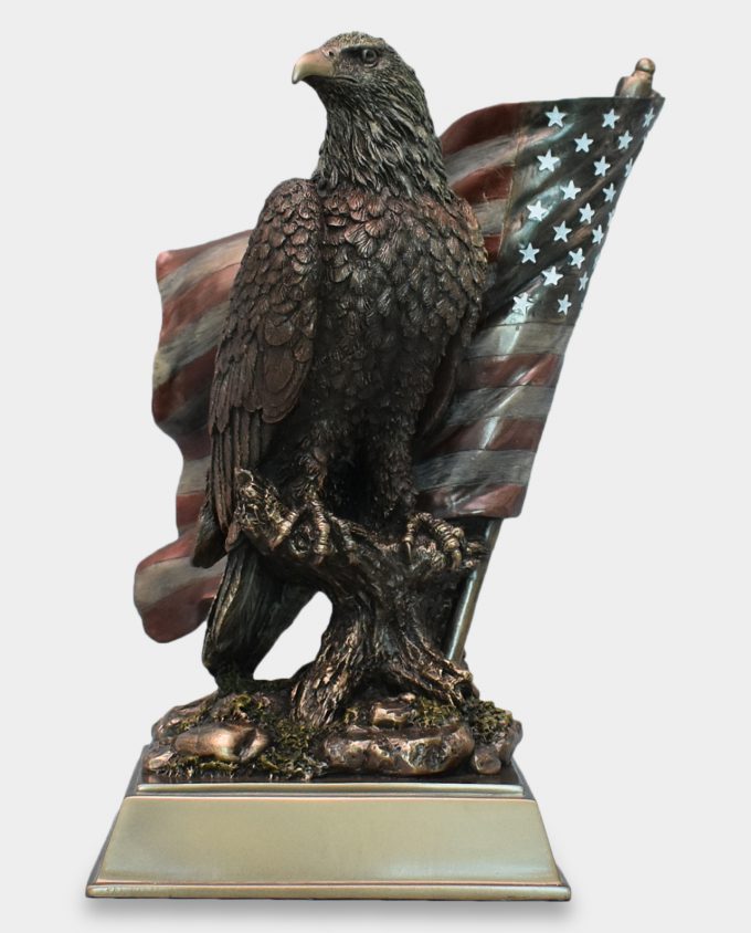 Eagle with USA Flag Sculpture