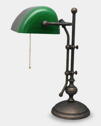 Cabinet Banker Lamp Vintage Look Green Glass Shade