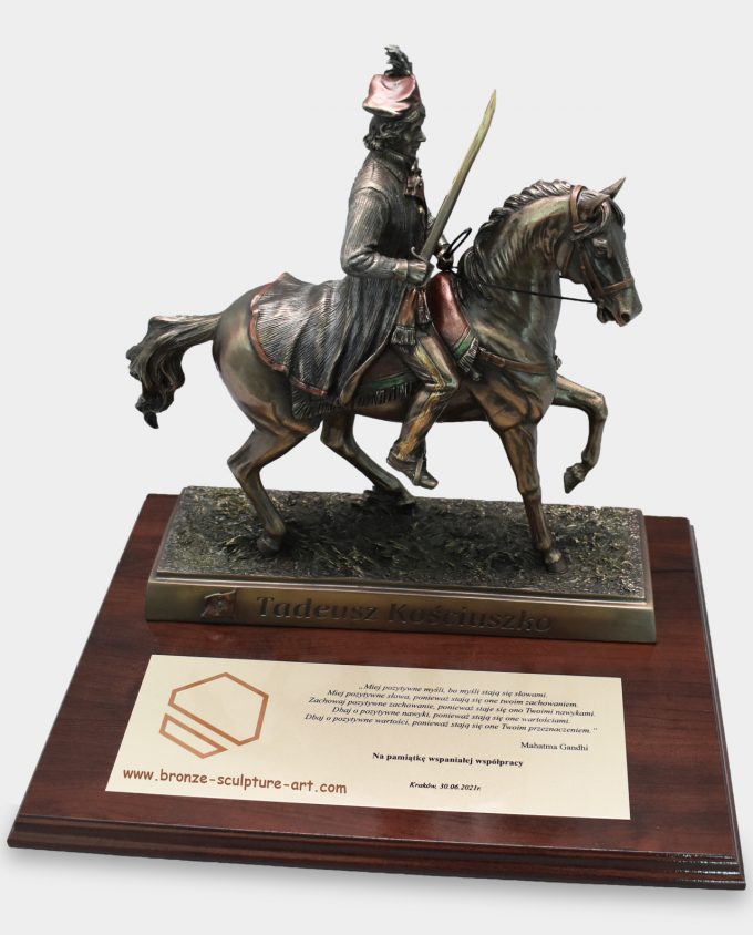 Tadeusz Kosciuszko on Horse Sculpture with Board and Inscription Plate