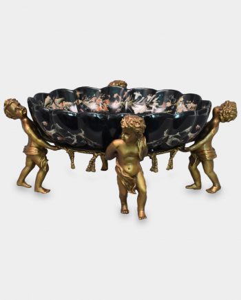 Bronze Mounted Porcelain Bowl with Angels Black