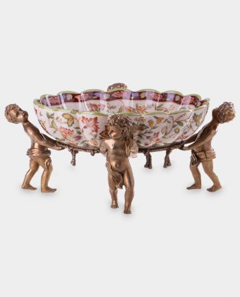 Bronze Mounted Porcelain Bowl with Angels Folk