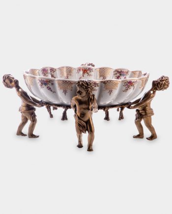 Bronze Mounted Porcelain Bowl with Angels White