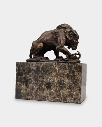 Lion Fighting Serpent Bronze Sculpture