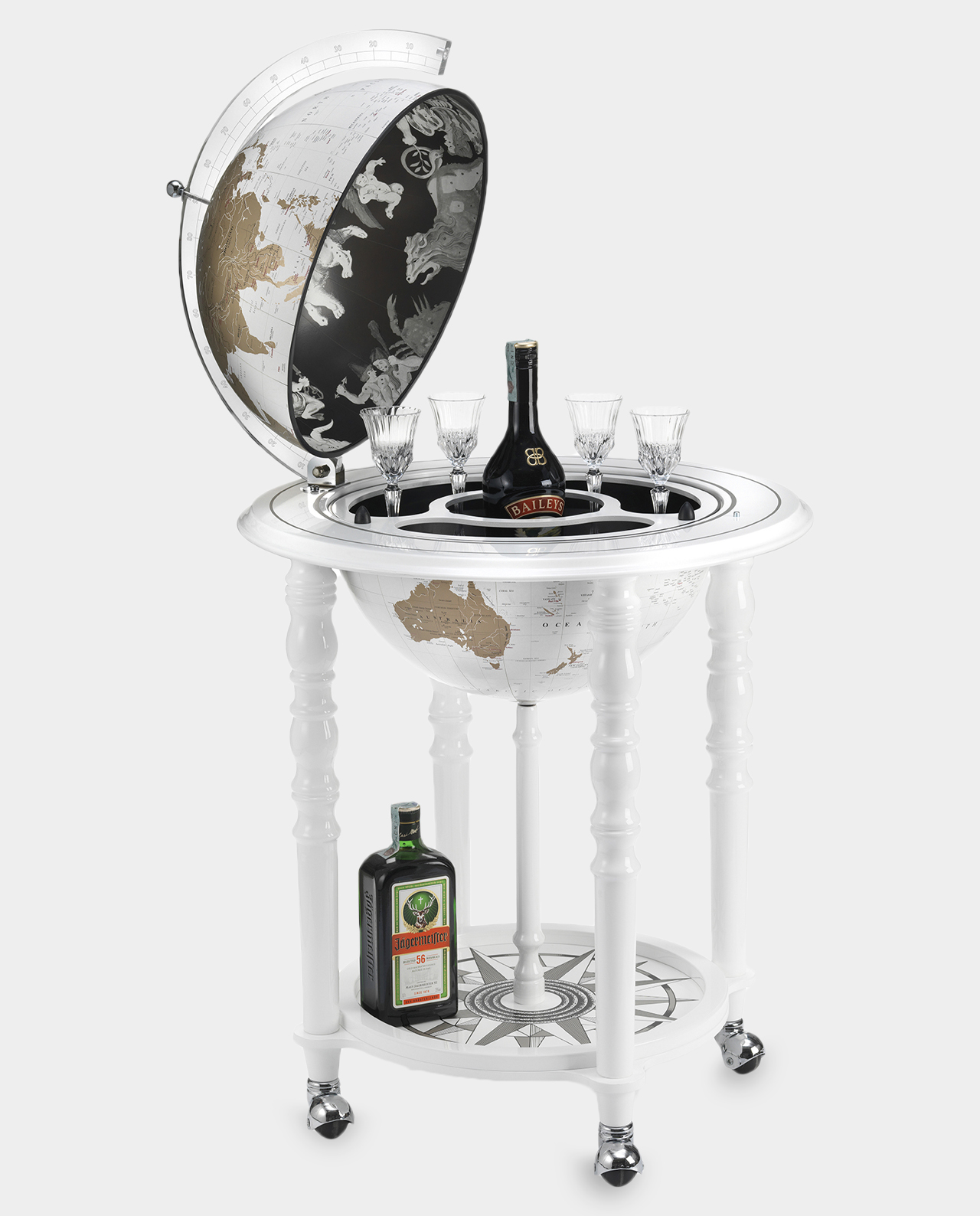 Bar Globe Drinks Zoffoli Elegance All White Gift Idea for Modern Interior