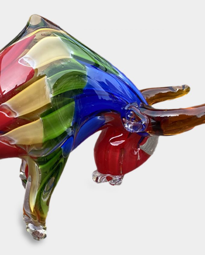 Glass Figurine Murano Style Bull