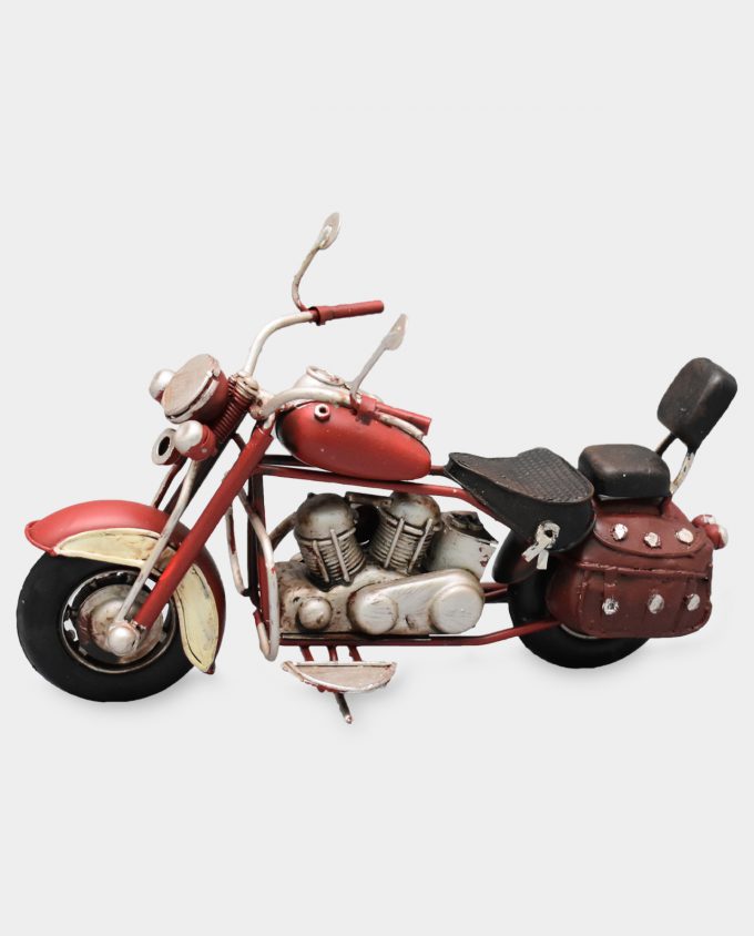Red Motorcycle With Panniers Metal Model