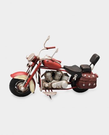 Motorcycle With Panniers Red Metal Model