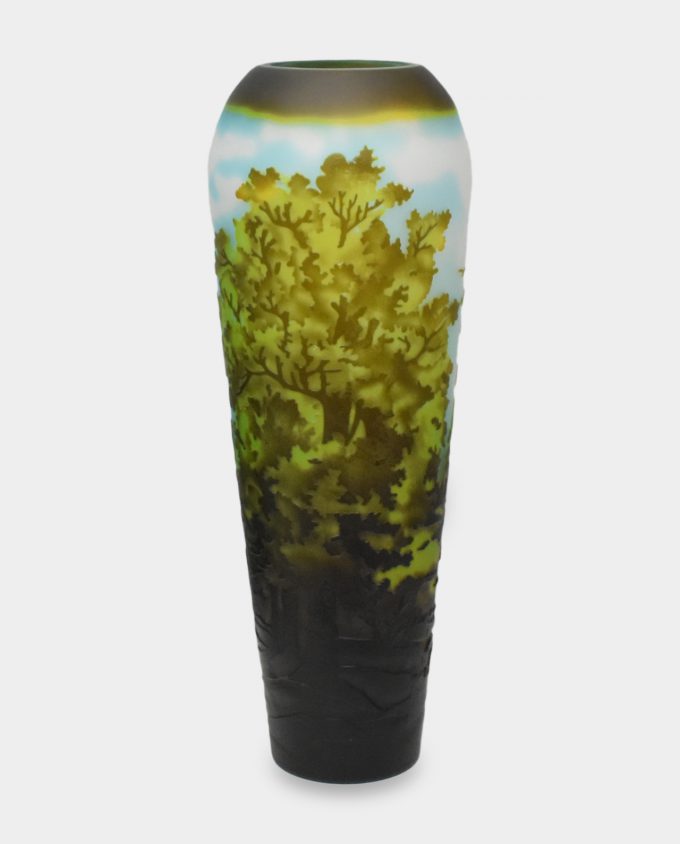 Glass Vase Emile Galle Style Oak Forest
