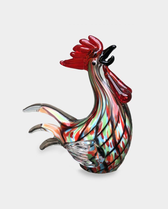 Glass Figurine Murano Style Black Rooster