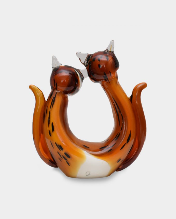 Glass Figurine Murano Style Two Cats