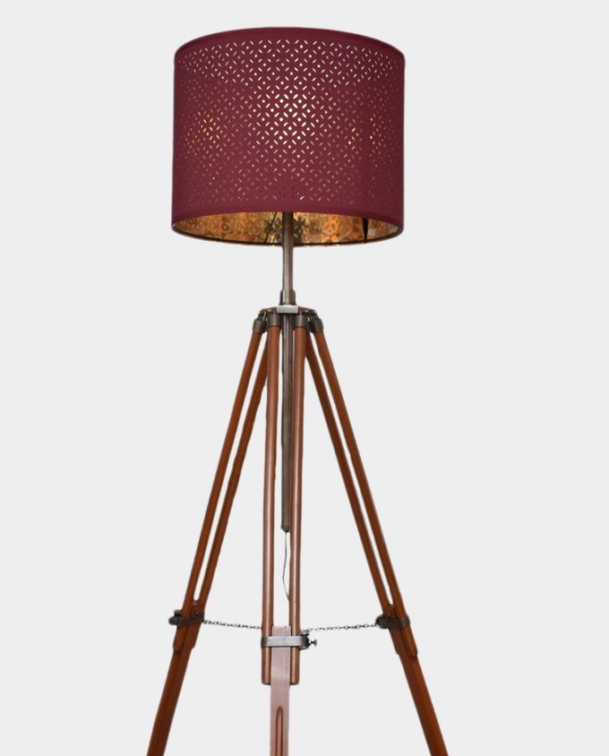 Floor Lamp Loft Style Tripod with Bordo Openwork Shade