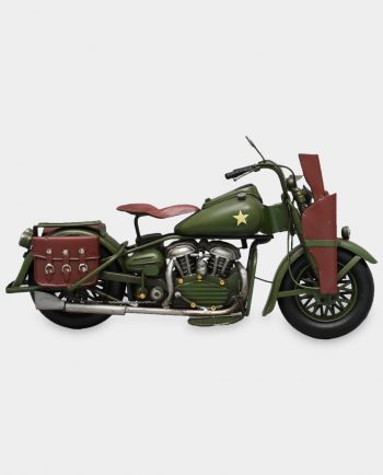 Military Motorcycle With Rifle And Panniers Metal Model