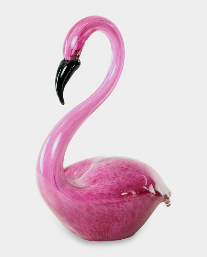 Glass Figurine Murano Style Sitting Flamingo