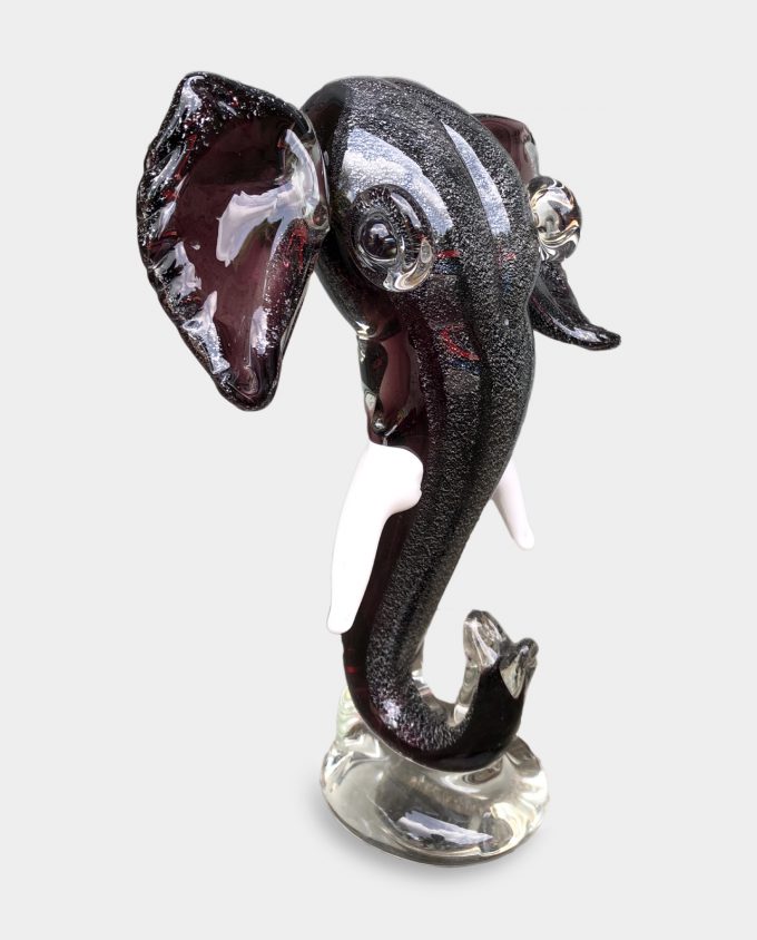 Glass Figurine Murano Style Elephant Head