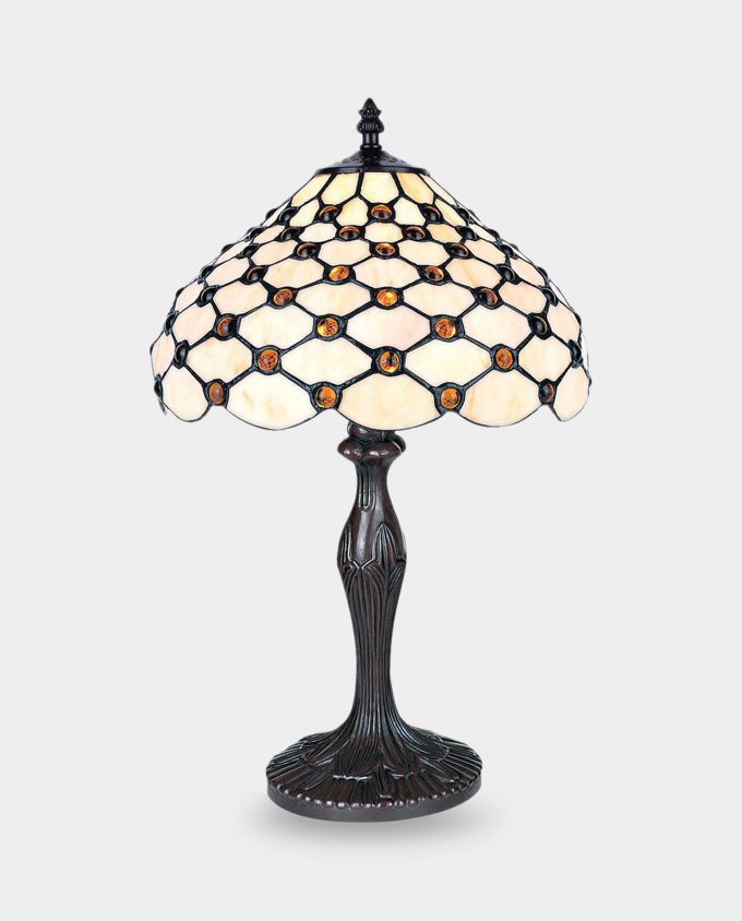 Table Lamp Stained Glass in Tiffany Style Pearl