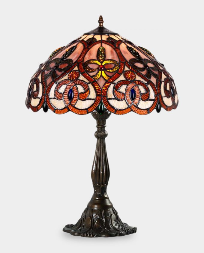 Large Table Lamp Stained Glass in Tiffany Style Rococ