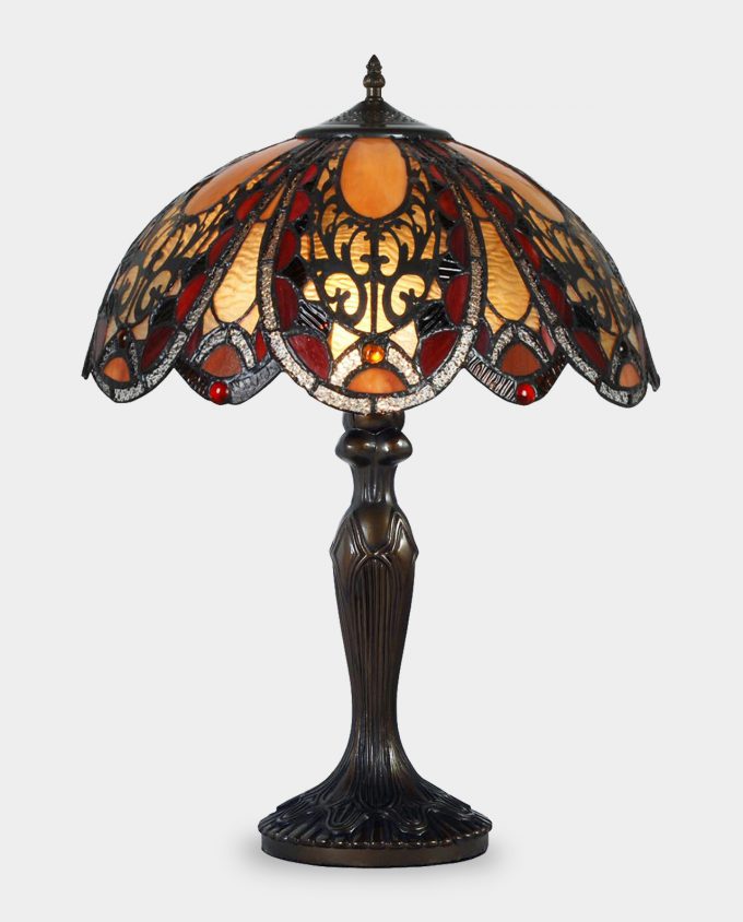 Large Table Lamp Stained Glass in Tiffany Style Secession
