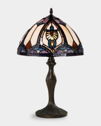 Table Lamp Stained Glass in Tiffany Style Scarab Elegant Night Stand Lamp