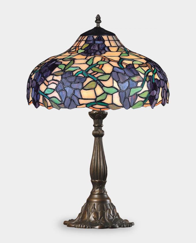 Large Table Lamp Stained Glass in Tiffany Style Grapevine
