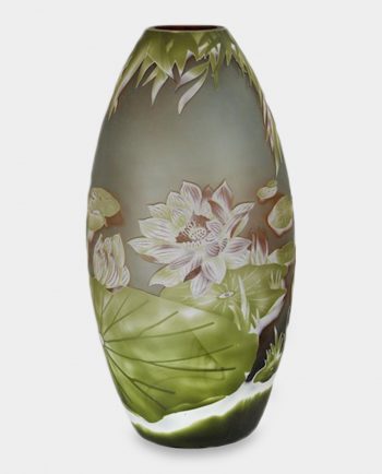 Glass Vase Emile Galle Style Water Lilies Indiana