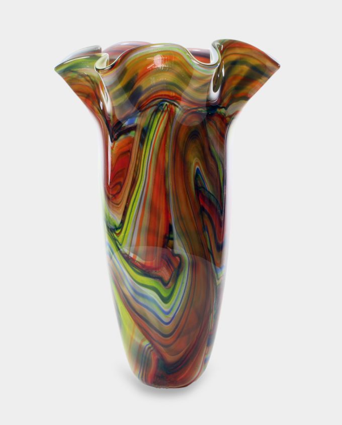 Glass Vase Murano Style High Wave