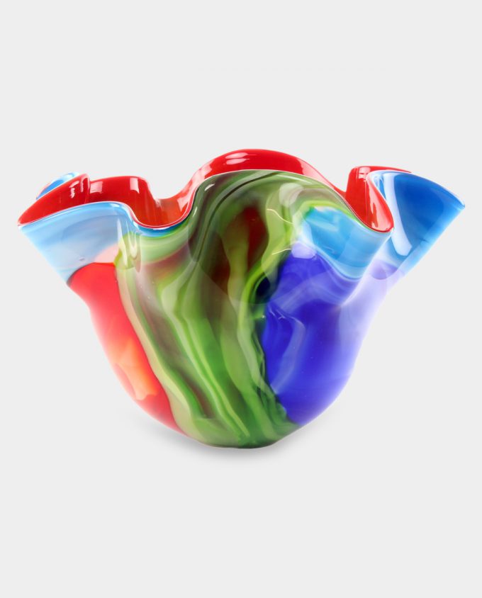 Glass Vase Murano Style Colorful Wave