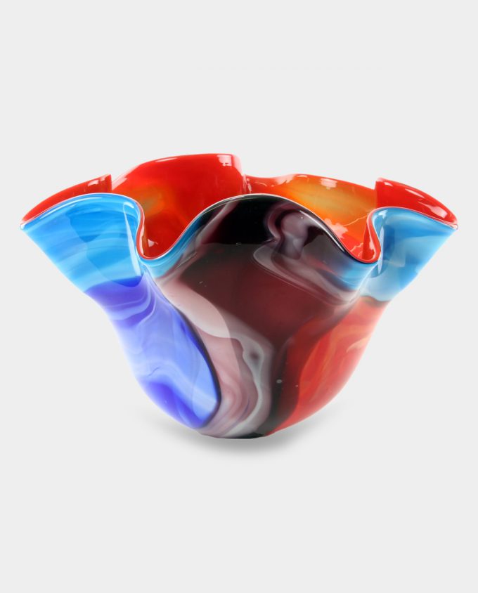 Glass Vase Murano Style Colorful Wave