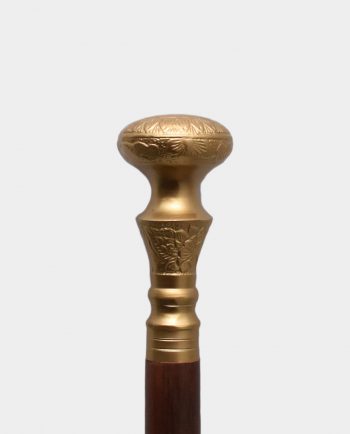 Wooden Walking Stick with Flat Ball Brown and Gold