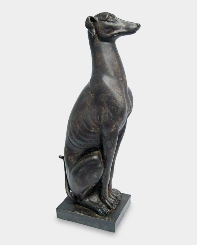Decorative Figure Sitting Black Greyhound