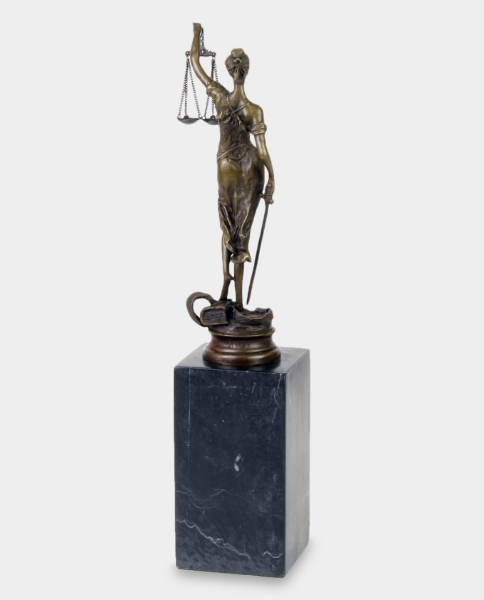 LAWYERS & LEGAL BRONZE SEATED LADY JUSTICE SCULPTURE MARBLE BASE 