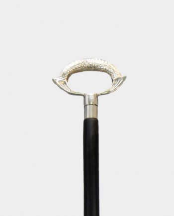 Wooden Walking Stick with Eyelet Black and Silver