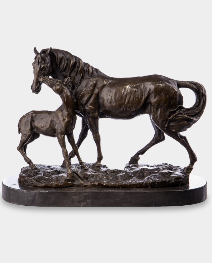 Horses Foal and Mare Bronze Sculpture