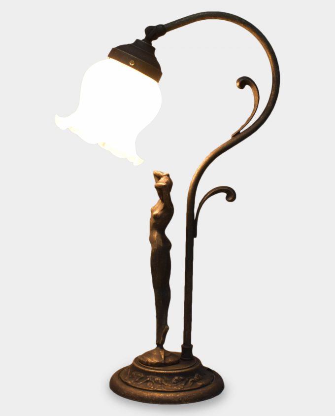 Table Lamp Art Deco Style Bell with a Figure of a Woman