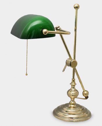 Cabinet Banker Lamp 50 cm Gold Look Emerald Glass Shade