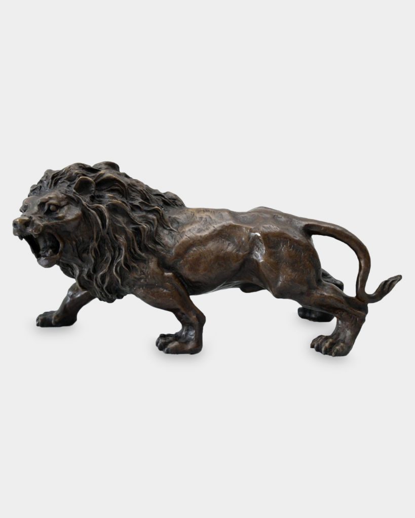 Menacing Lion Bronze Sculpture